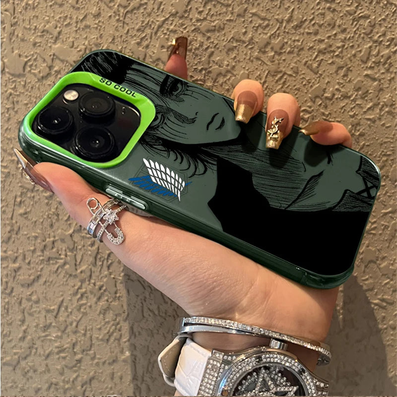 Eren Yeager Attack on Titan iPhone Case Shockproof Plated Cover for iPhone 17 Air 16 15 14 13 12 11 Pro Max XS XR X 8 7 Plus SE 2020 8