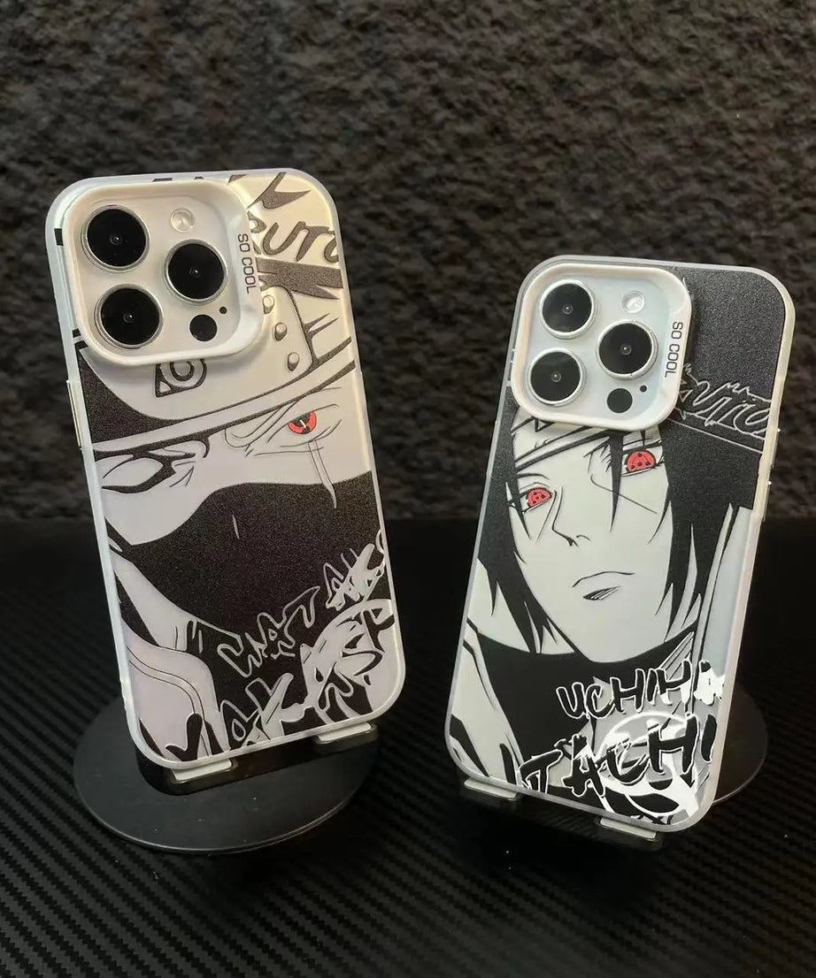 Naruto Anime Laser Case – Sasuke, Itachi & Kakashi 3D Shockproof iPhone 11–16 Pro Max