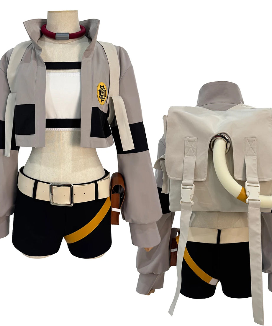 Gachiakuta Anime Riyo Cosplay Costume Convention Halloween Christmas Embroidery Top Vest Short Backpack Waist Bag