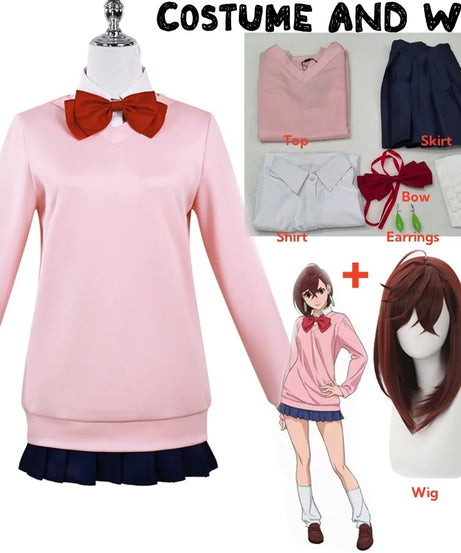 Dandadan Momo Ayase Cosplay Costume Anime Dandadan Dress Skirt School Uniform Earrings Choker Halloween Party for Girls Women