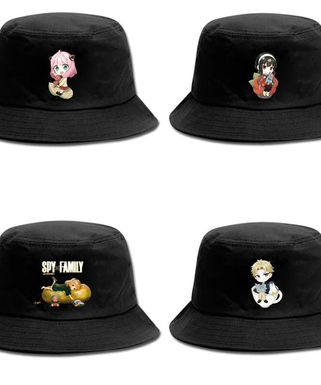 Anime Spy X Family Creative Peripheral Cute Outdoor Leisure Sunscreen Hat Art Versatile Cartoon Printed Fisherman's Hats