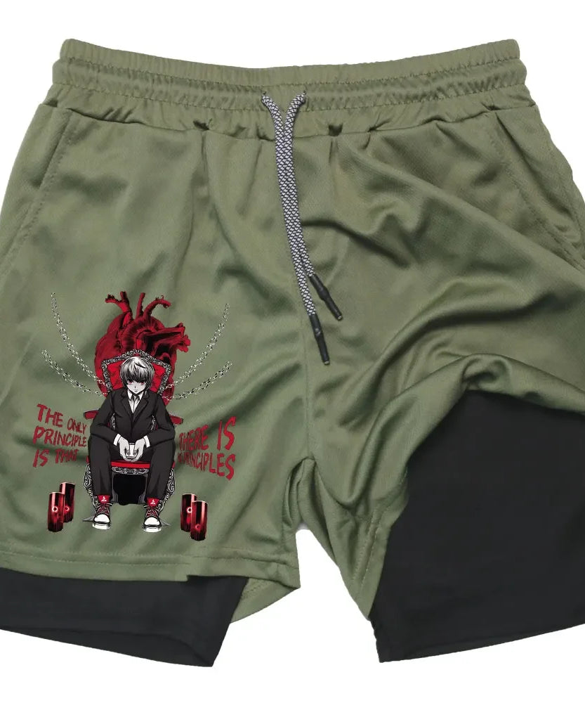 Kurapika Anime 2-in-1 Gym Shorts – Breathable Compression Sportwear