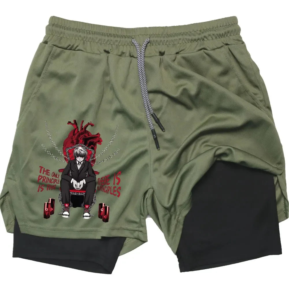Kurapika Anime 2-in-1 Gym Shorts – Breathable Compression Sportwear