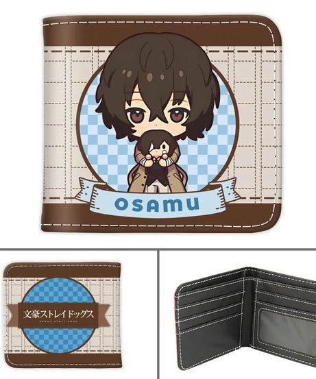 Anime Bungo Stray Dogs Short PU Leather Wallet Cute Nakajima Atsushi Dazai Osamu Folding Purse Gift for Manga Fans