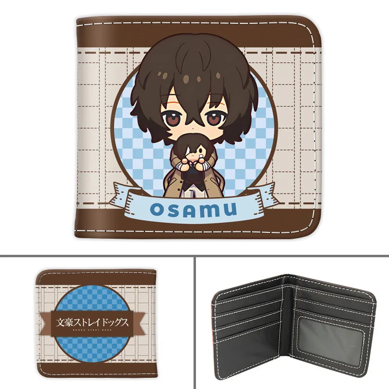 Anime Bungo Stray Dogs Short PU Leather Wallet Cute Nakajima Atsushi Dazai Osamu Folding Purse Gift for Manga Fans