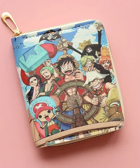 Anime One Piece Wallet Luffy Straw Hat Pirates Men's Short Wallet Multi-function Multi-card Slot Wallet Kids Gifts Men Gifts