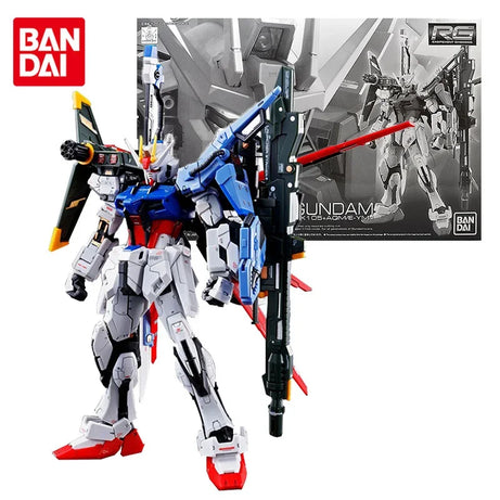 Bandai Genuine Gundam Model Kit Anime Figure RG 1/144 Perfect Strike Full Equipment Gunpla Anime Action Figure Toys for Children