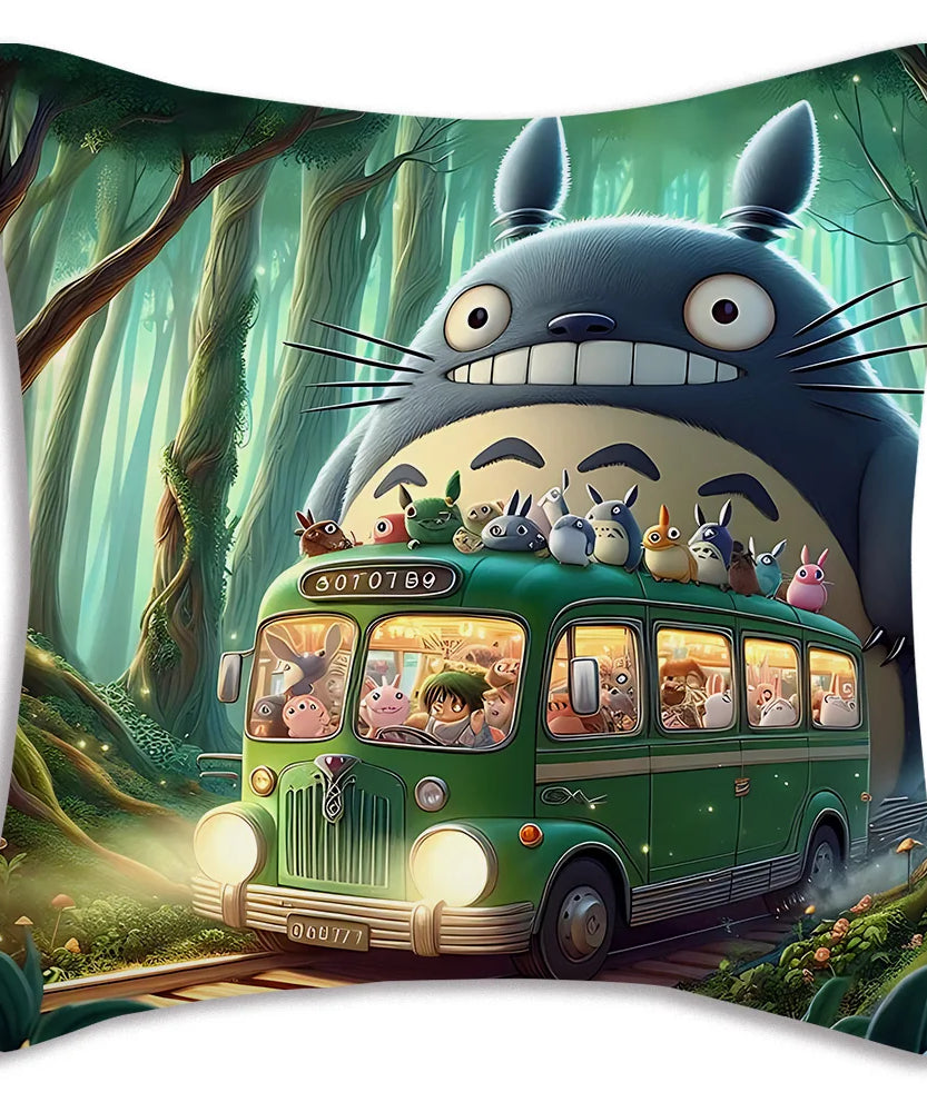 Anime T-TotoroS Kawaii Pillow Covers Cartoon Sofa Decorative Home Double-sided Printing Short Plush Cute Cushion Cover