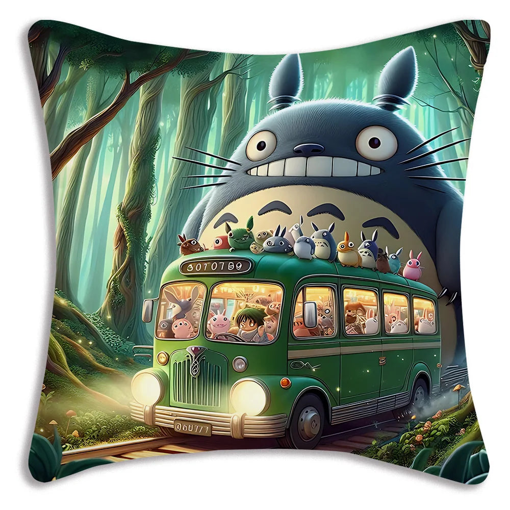Anime T-TotoroS Kawaii Pillow Covers Cartoon Sofa Decorative Home Double-sided Printing Short Plush Cute Cushion Cover