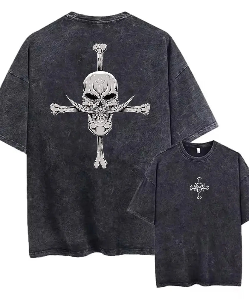 One Piece Anime Print Washed T-shirt Men Hip Hop Streetwear Oversized Women Short Sleeved Graphic Tee Summer Harajuku Casual Top