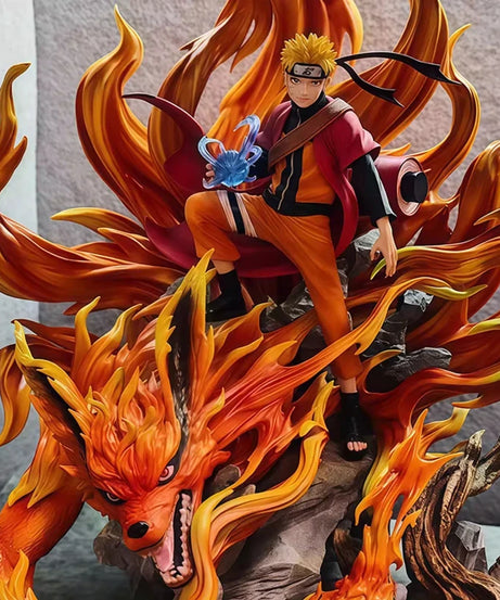 41cm Anime Figure Naruto GK Sennin Mode Naruto Kurama Action Figure Ten Years Hundred Ninja Statue Collect Model Toy Decor Gift