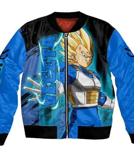 Plus Size Anime Bomber Jacket for Men - One Piece Naruto Dragon Ball Themed Military Aviator Coat, Cosplay Winter Outerwear Gift