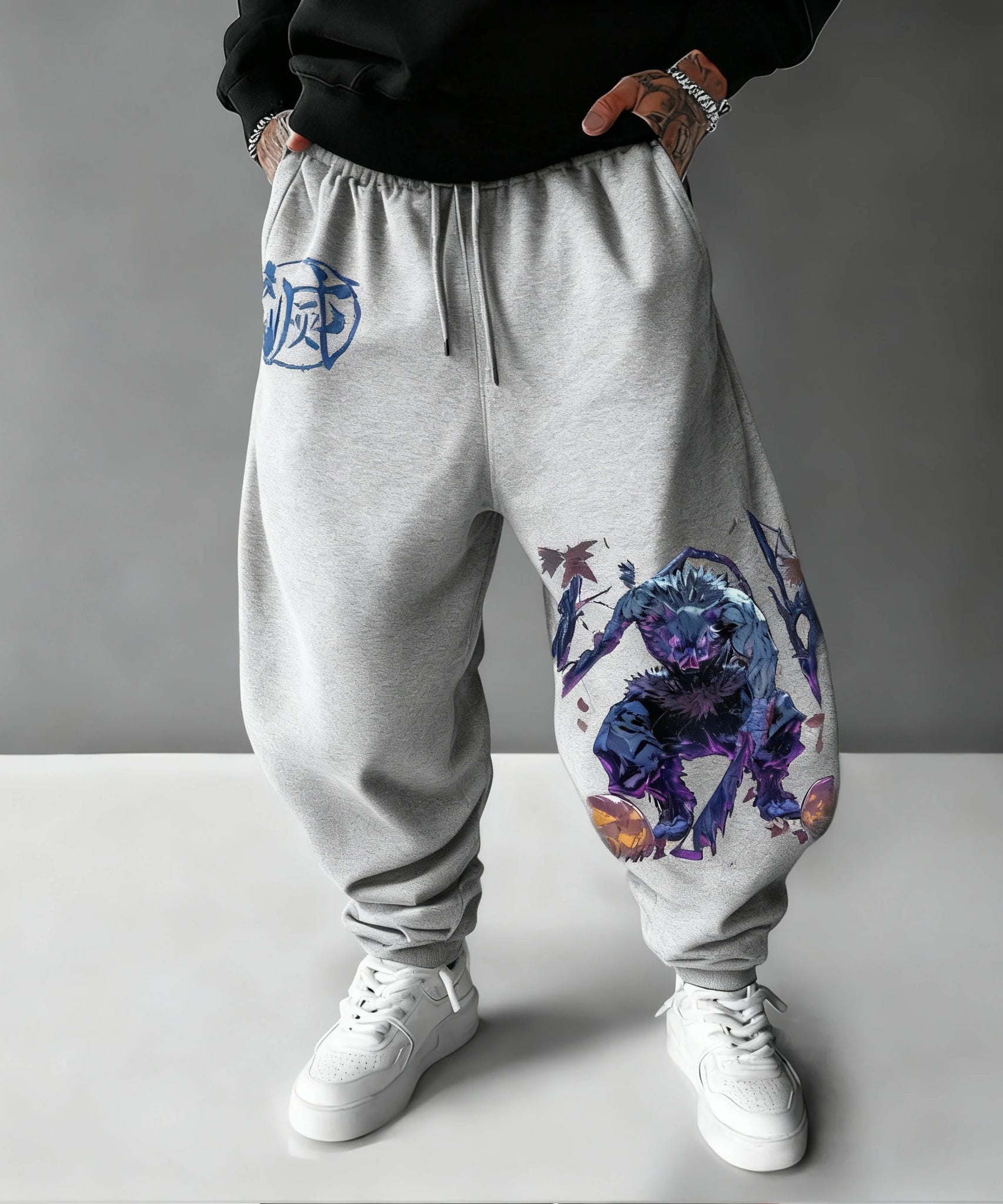 Demon Slayer Halloween Men's Sports Pants Autumn/Winter New Hashibira Inosuke Anime Printed Hip Hop Loose Casual Tights