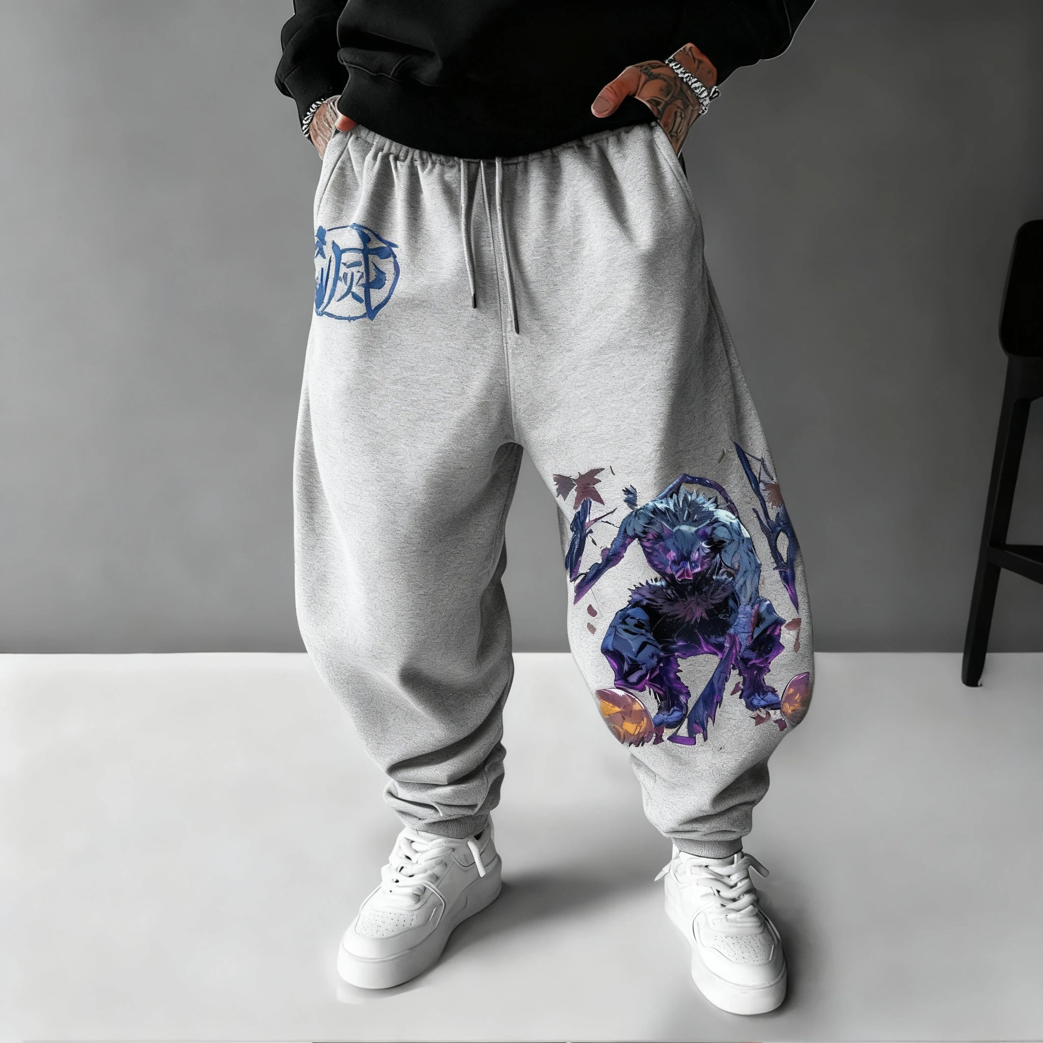 Demon Slayer Halloween Men's Sports Pants Autumn/Winter New Hashibira Inosuke Anime Printed Hip Hop Loose Casual Tights