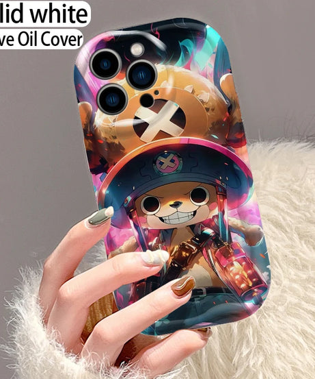 One Piece Anime Chopper Cute For Apple iPhone 15 14 13 12 11 XS XR X Pro Max Plus Wave Oil Back Phone Case