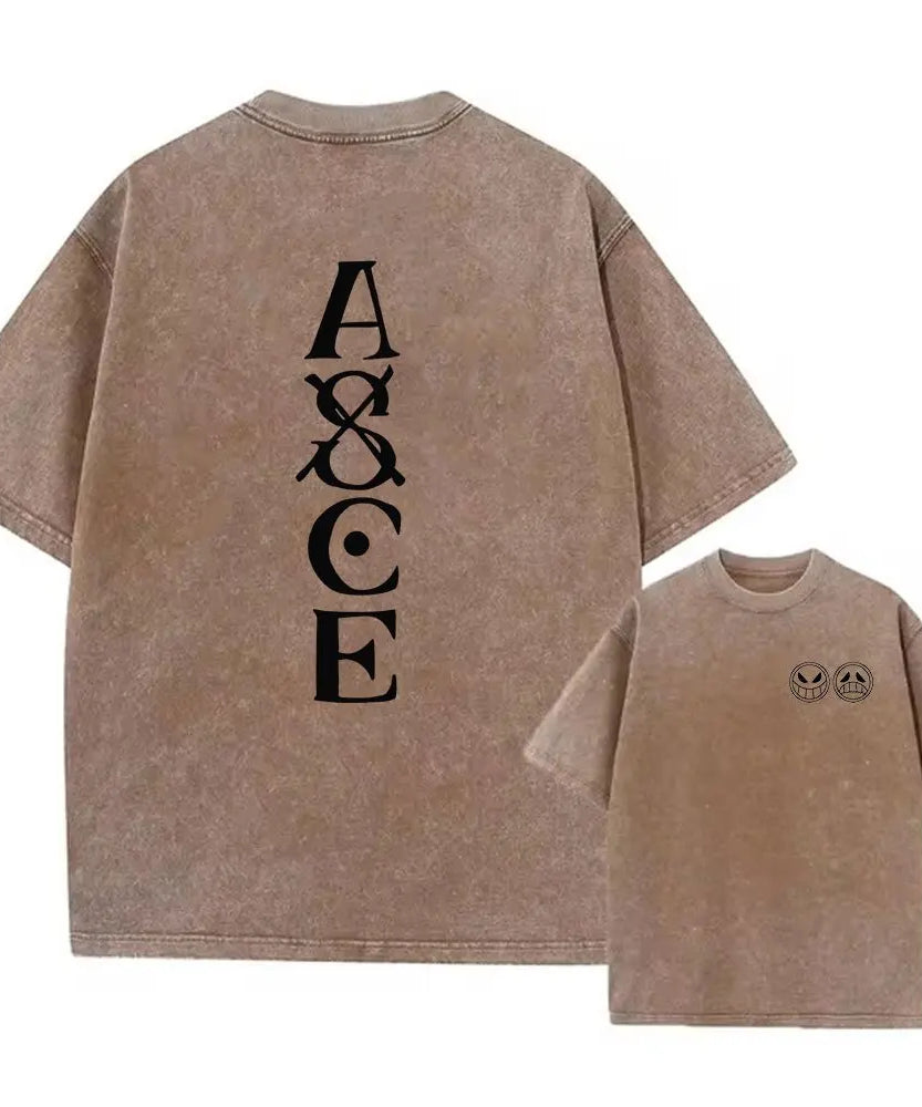 One Piece Anime Print Washed T-shirt Men Hip Hop Streetwear Oversized Women Short Sleeved Graphic Tee Summer Harajuku Casual Top