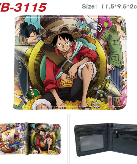 Creative One Piece Anime Peripheral Full-color Wallet One Piece Luffy Printed Coin Purse Folded Short Wallet Card Bag
