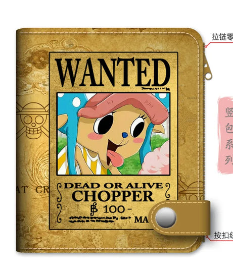 Anime One Piece Figure Wallet Luffy Purse Zoro Ace Bounty Order Skeleton Pattern Pu Kawaii Wallet Card Holder Purse