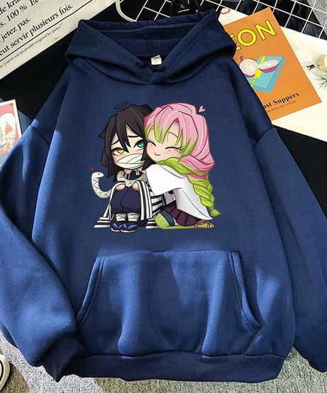 Hot Sale Autumn And Winter Fashion Long-Sleeved Outdoor Casual Loose Sweater Anime Kanroji Mitsuri Iguro Obanai Printing Hoodies