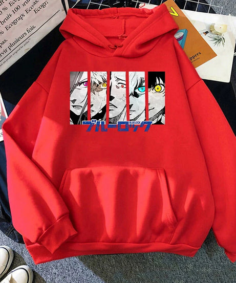 Anime Blue Lock Print Sweatshirt Women'S Casual Top Harajuku Fashion Hooded Sweatshirt Long Sleeve