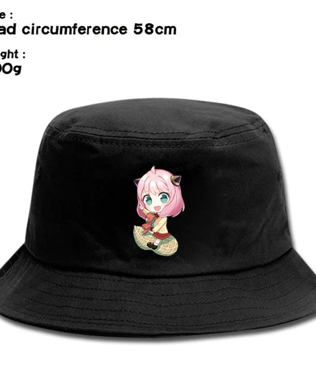 Anime Spy X Family Creative Peripheral Cute Outdoor Leisure Sunscreen Hat Art Versatile Cartoon Printed Fisherman's Hats