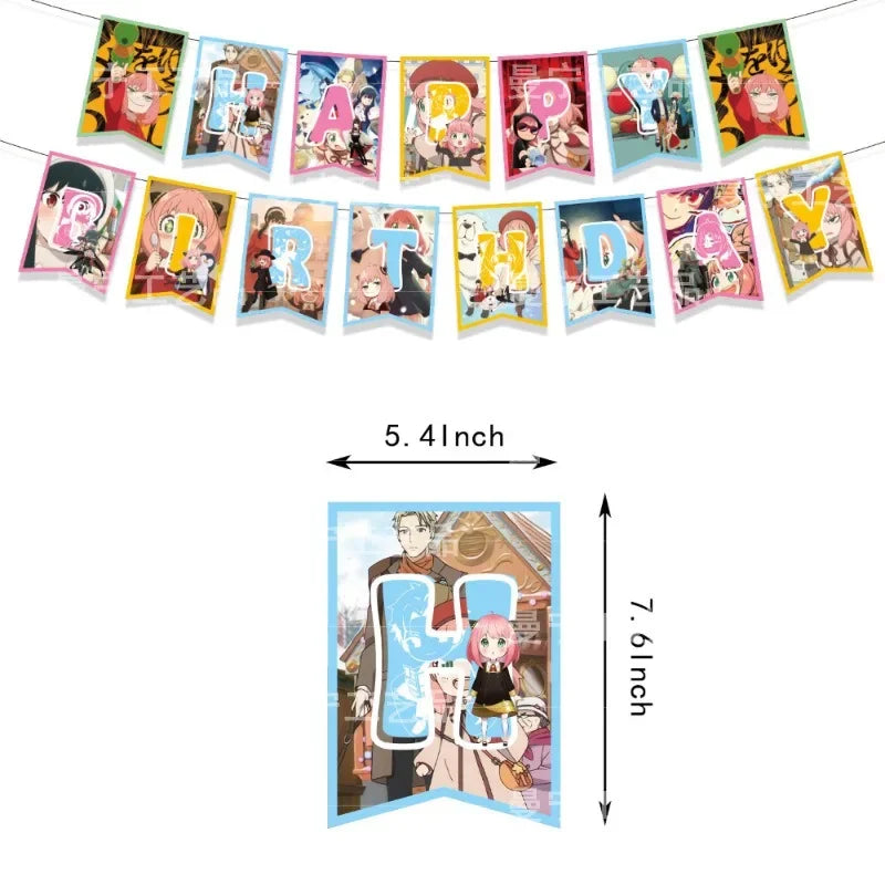 Spy X Family Birthday Decoration Foil Balloon Disposable Tableware Set Anya Yor Forger Twilight for Kids Birthday Party Supplies