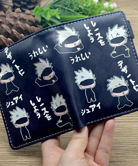Anime Jujutsu Kaisen Gojo Satoru Bifold Short Men's Wallets Card Holders Purse