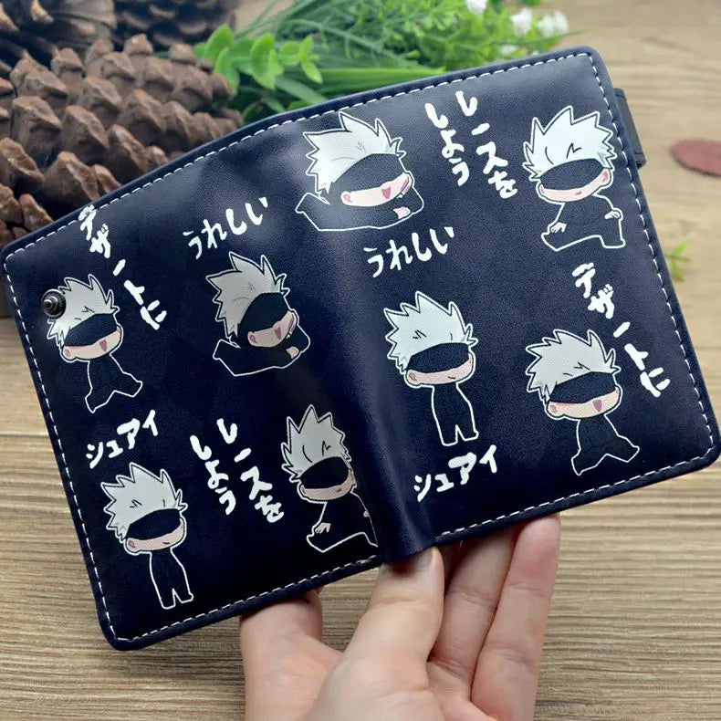 Anime Jujutsu Kaisen Gojo Satoru Bifold Short Men's Wallets Card Holders Purse