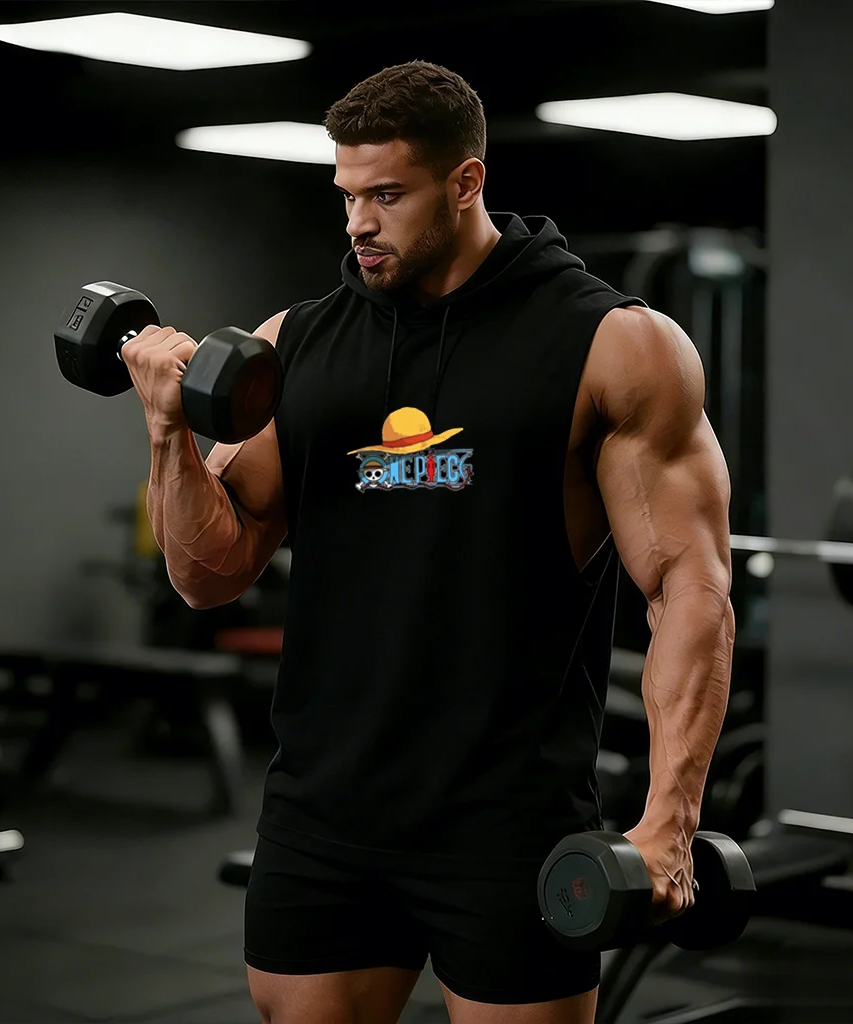 One Piece Anime Hoodie Sleeveless Shirt Men Tank Top Muscle Gym Vest Graphic Print Streetwear Loose Casual Tops Summer New
