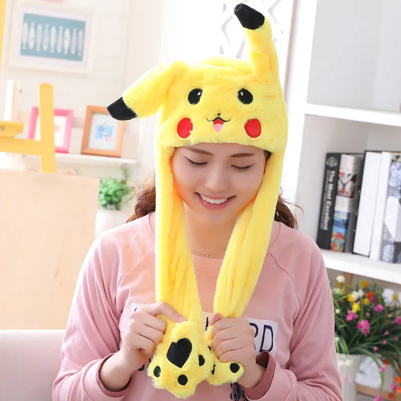 Pokémon Moving Ears Plush Hat – Cute Fluffy Pikachu, Gengar & Charmander Cosplay Hat for Kids & Adults 3