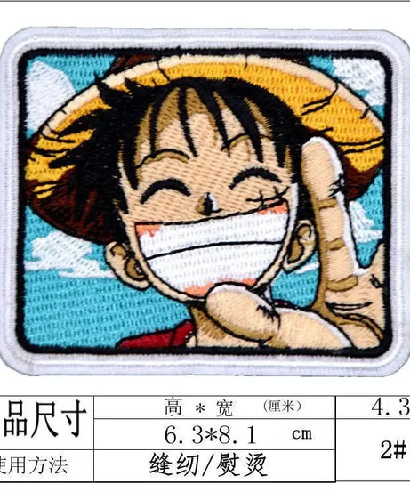 One Piece Luffy Animation Character Embroidery Ironing Cloth Sticker Fashion Clothes DIY Hole Patch Cloth Sticker
