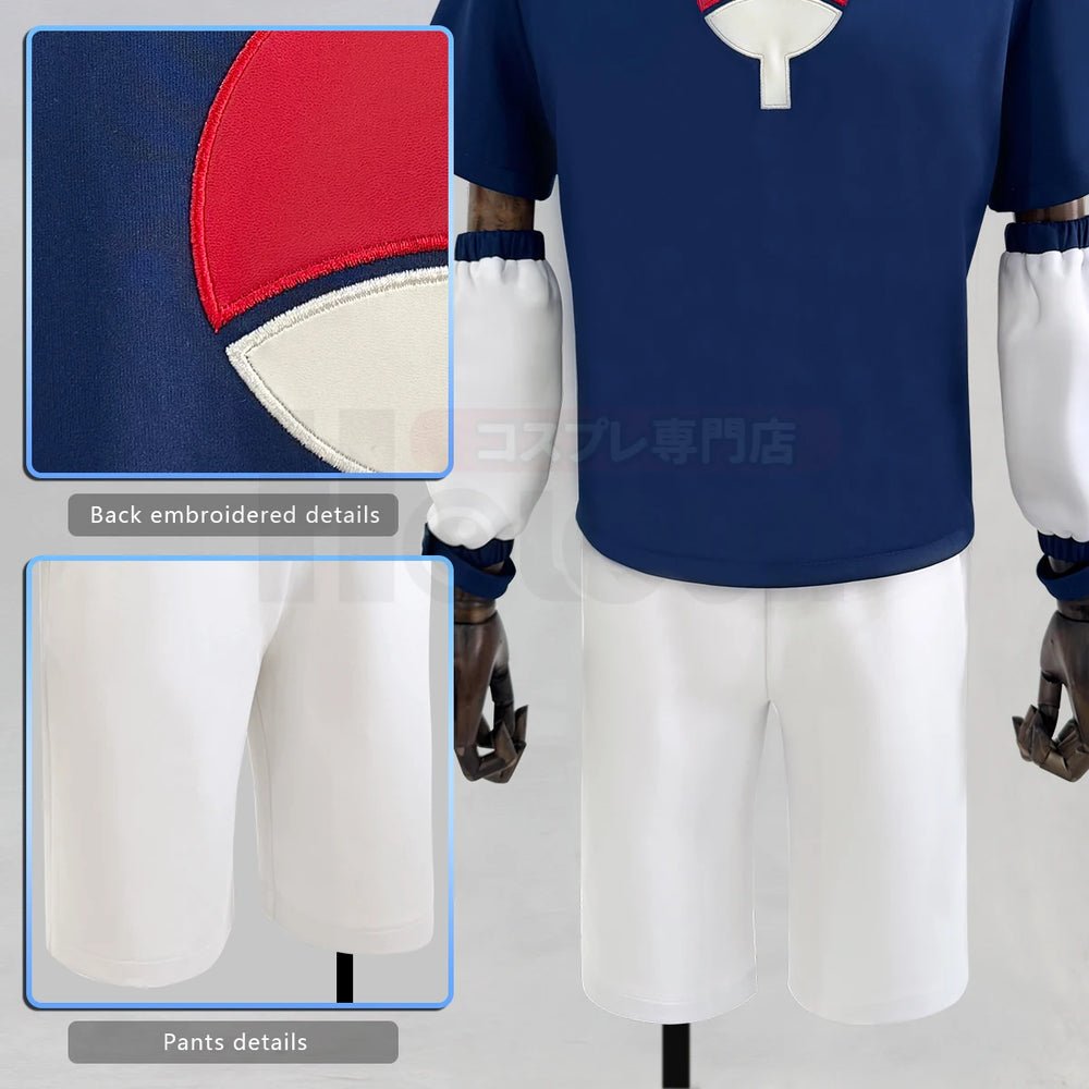 Anime Sasuke Uchiha Cosplay Costume – Blue Top & White Shorts Set 3