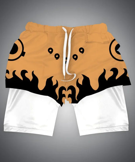 One Piece x Naruto x Dragon Ball 2-in-1 Men’s Gym Shorts – Quick-Dry & Breathable Sportswear