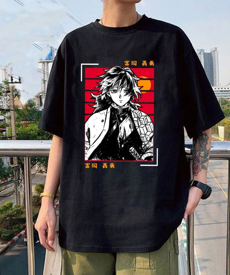 Hot Anime Tomioka Giyuu Printed T-shirts for Women Men Summer Tee Shirt Summer Casual Short Sleeve Round Neck Tops T-shirts