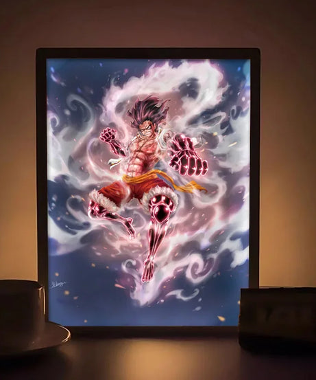 Sun God Nika Luffy Light-Up Frame – One Piece LED Desktop Decor