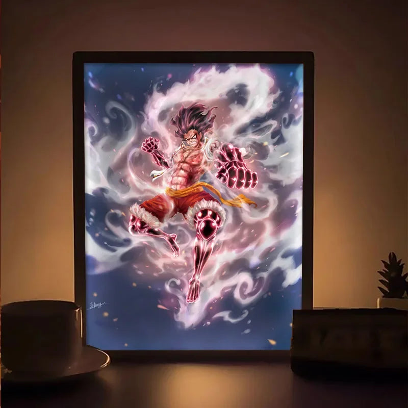 Sun God Nika Luffy Light-Up Frame – One Piece LED Desktop Decor