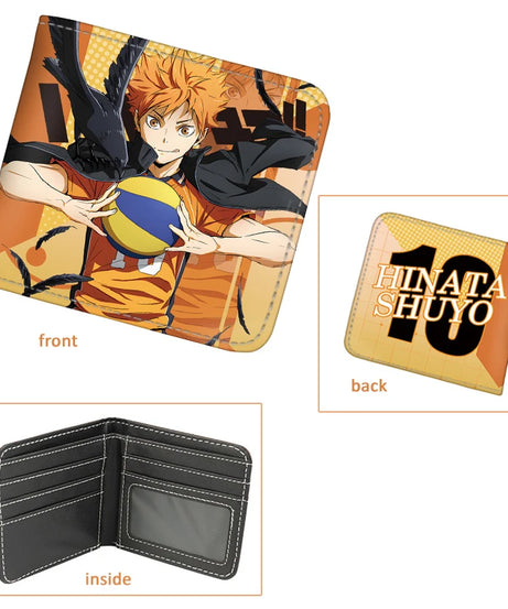 Anime Haikyu!! Short PU Leather Wallet Cute Hinata Shoyo Kageyama Tobio Folding Purse