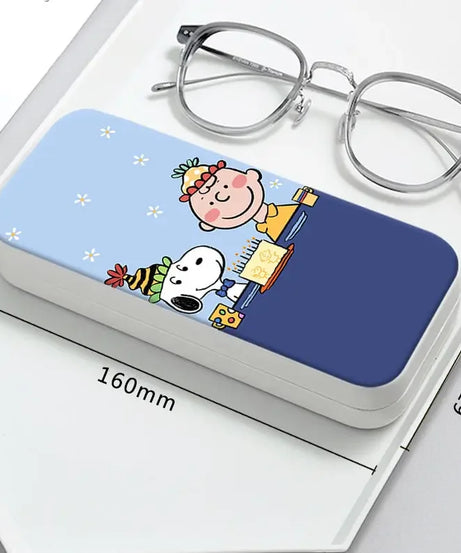 Snoopy Girl Korean Fresh Student Cute Disney Fashion Simple Anti-fall Portable Anti-Stress Folding Glasses Case