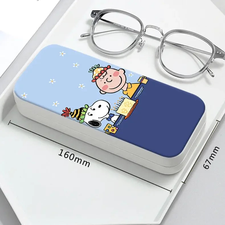 Snoopy Girl Korean Fresh Student Cute Disney Fashion Simple Anti-fall Portable Anti-Stress Folding Glasses Case