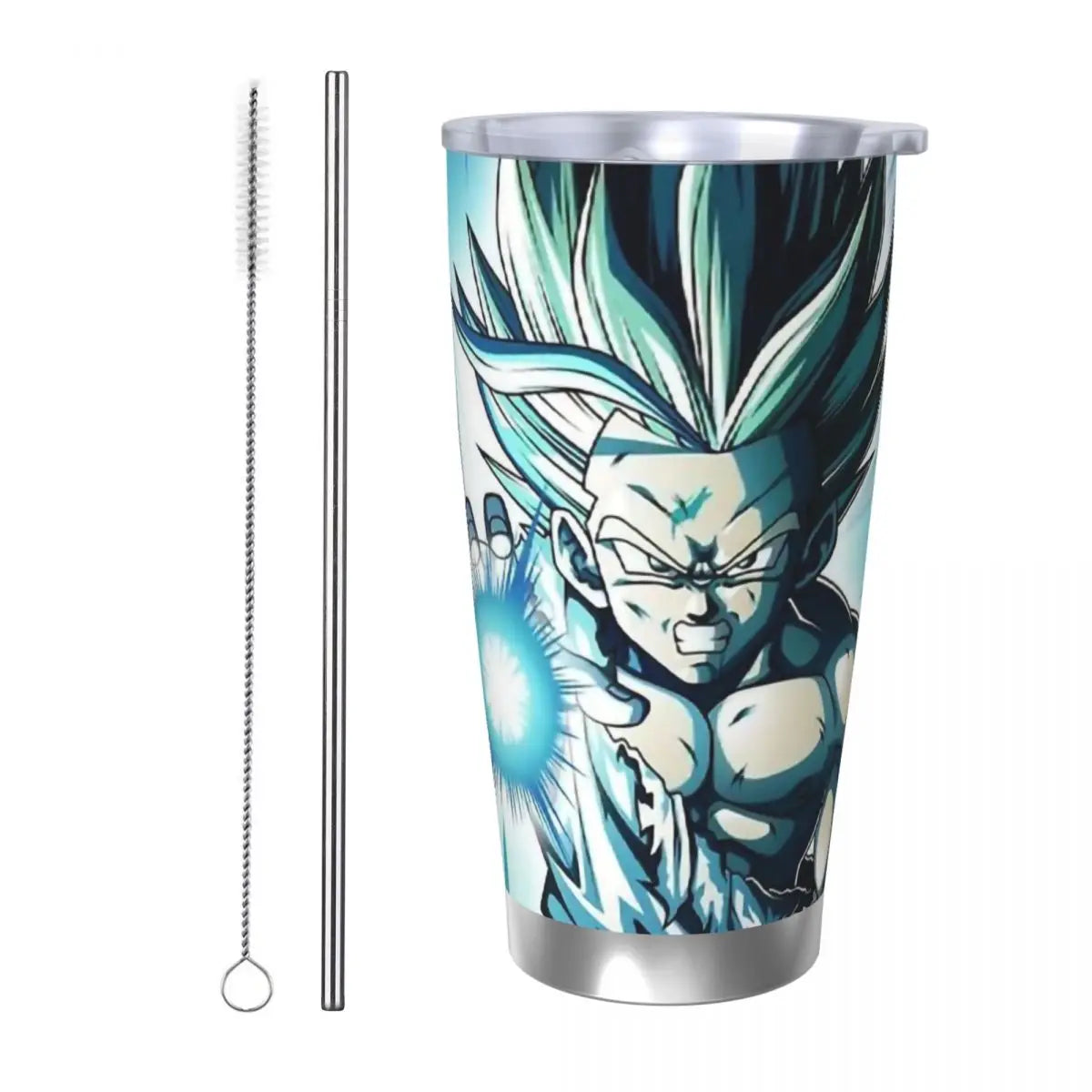 Son Goku & Vegeta DBZ Stainless Steel Tumbler – Double Wall Hot & Cold Cup with Straw