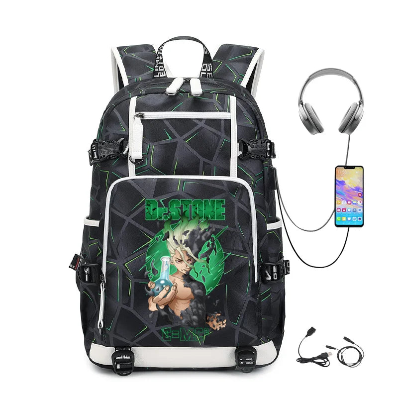 Dr. Stone Anime Backpack – Large Capacity Student & Travel Bag