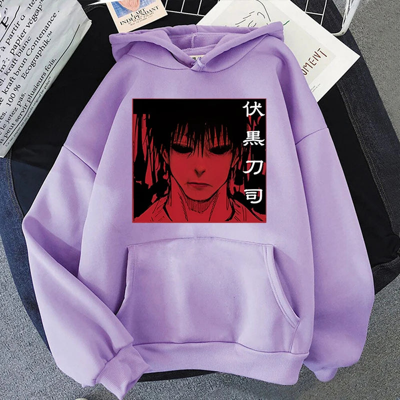 Fashion Unisex Hoodies Anime Fushiguro Toji Printed Hooded Seatshirts Streetwear Casual Pullover Tops