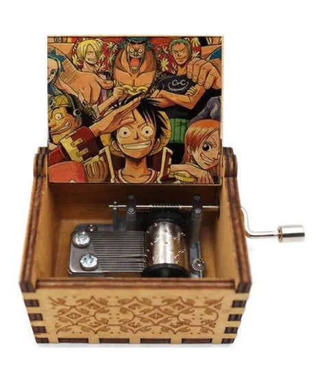 Best Sellers Kawaii Antique Carved Wooden Hand Crank One Piece Music Box Figure Happy Halloween Christmas Birthday