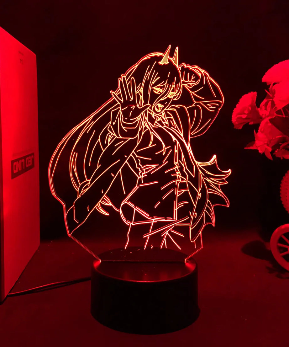 Anime Chainsaw Man Led Acrylic Stand Denji Power Makima Action Figure For Kids Bedroom Decor Nightlight Birthday