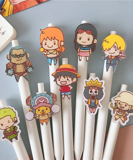 One Piece Neutral Pen Press Bullet Luffy Anime Adventure Black Office Writing Signature Pen Stationery School Supplies