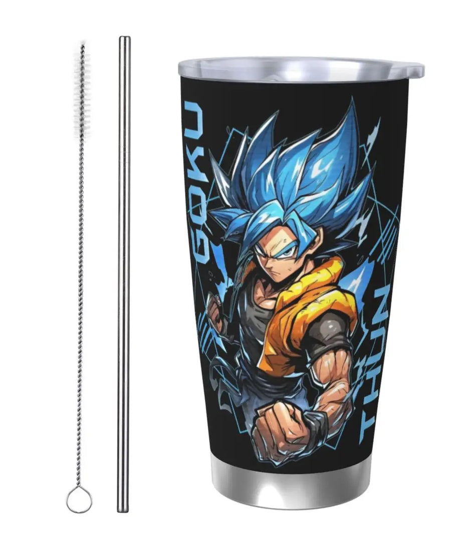 Son Goku & Vegeta DBZ Stainless Steel Tumbler – Double Wall Hot & Cold Cup with Straw