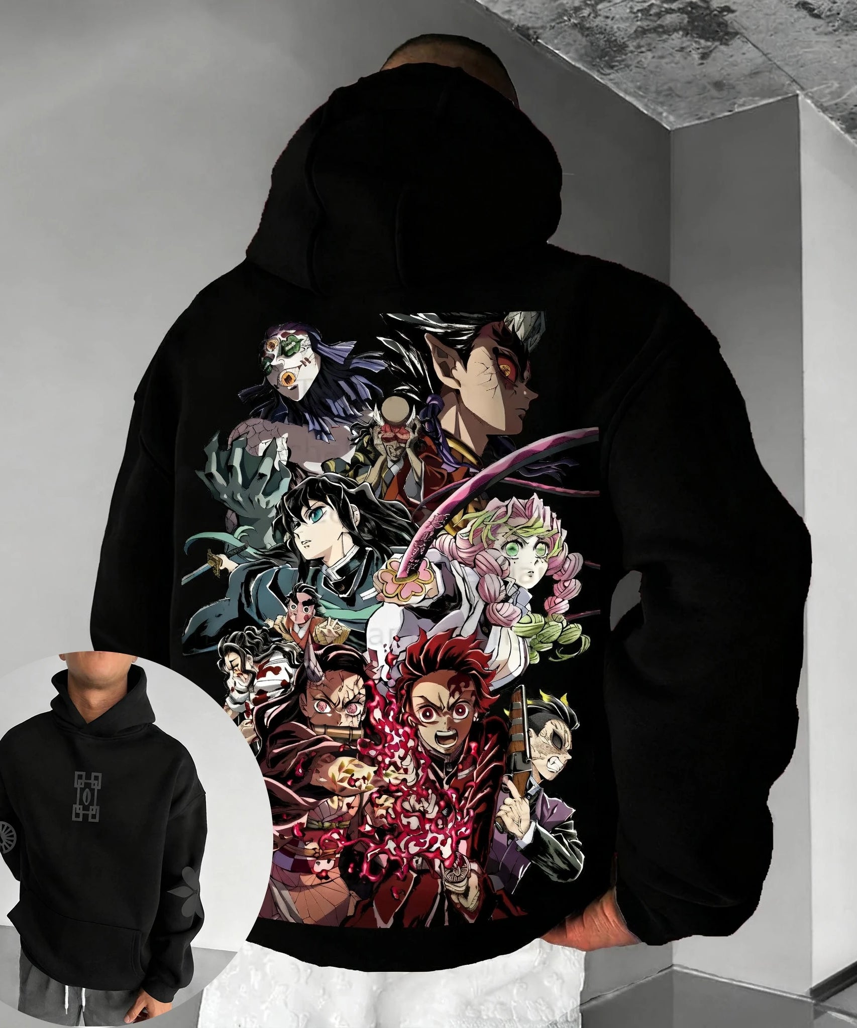 Demon Slayer Anime Hoodies Men's Autumn/Winter New Printed Harajuku Large Loose Casual Parent Child Sweater Top