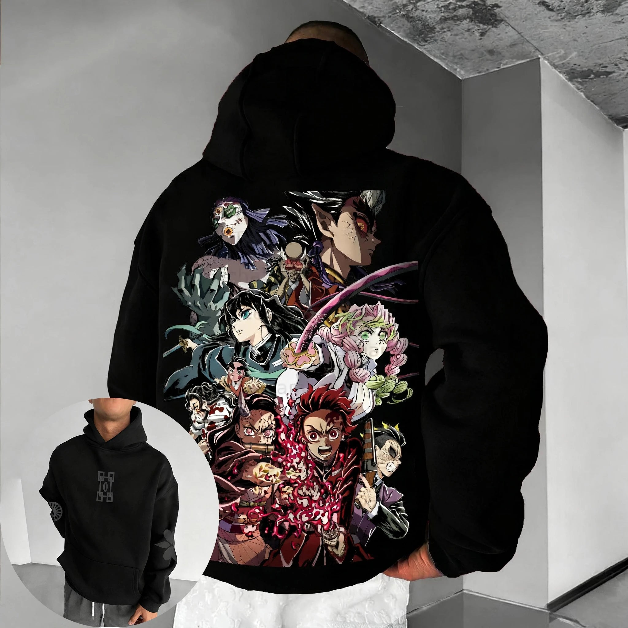 Demon Slayer Anime Hoodies Men's Autumn/Winter New Printed Harajuku Large Loose Casual Parent Child Sweater Top