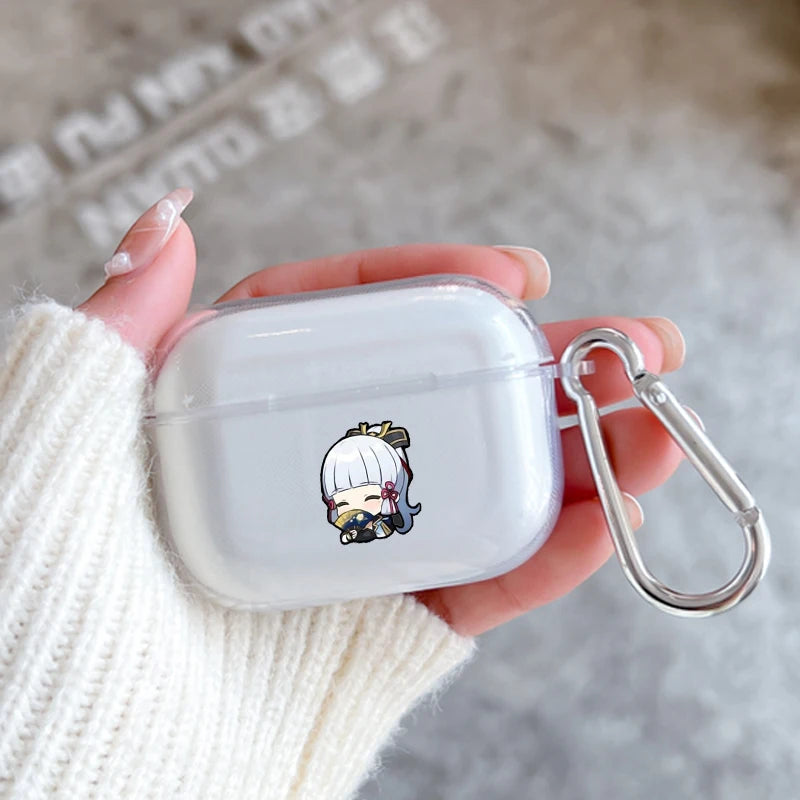Genshin Impact Anime With Hook Case For AirPods 2 3 1 Cases For Apple AirPods Pro 2 Coque Transparent TPU Earphone Cover