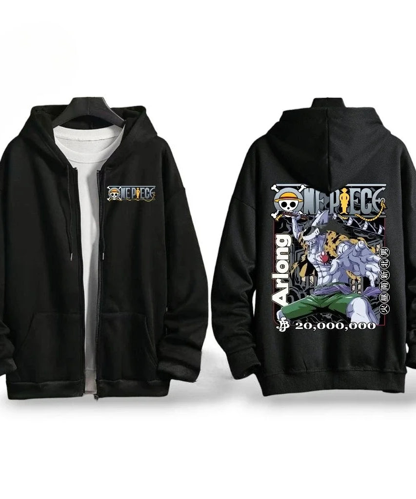 Autumn Winter One Piece Luffy Anime Hooded Jacket Men Women Zip Up Sweatshirt oversized Casual Streetwear Cosplay Graphic Hoodie